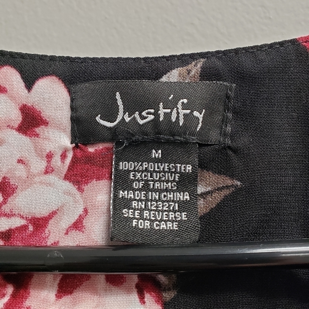 Justify Womens Black Floral Zipper Dress Size Medium - Picture 5 of 6